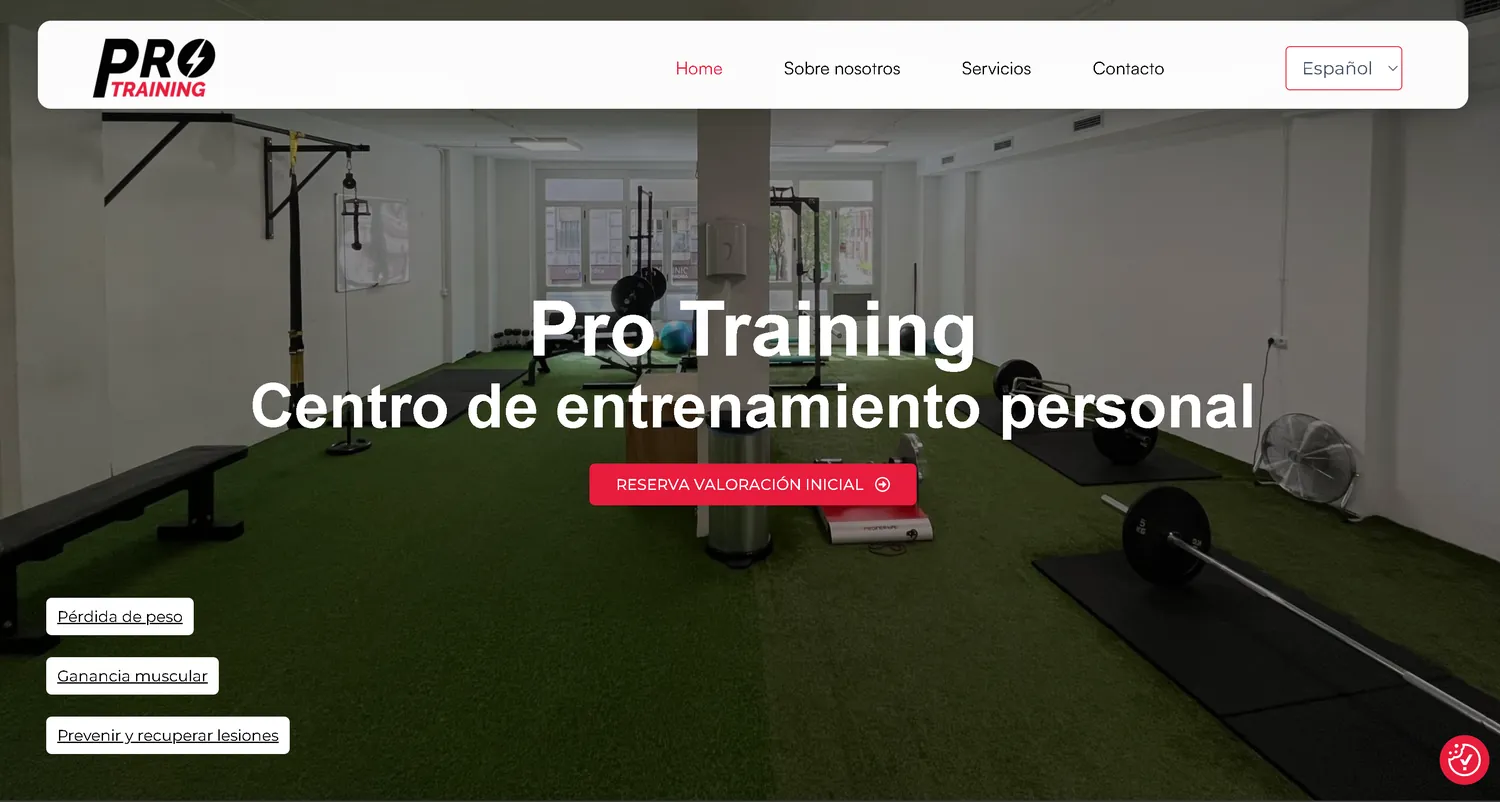 Pro Training — diseño web para entrenamiento personal
